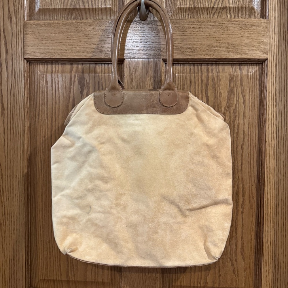 J.Jill Brazil Suede Vachetta Leather Shopper Tote Large Neutral Bag
